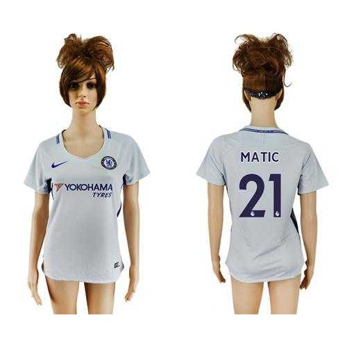 Womens Chelsea #21 Matic Away Soccer Club Jersey Womens Chelsea #21 Matic Away Soccer Club Jersey