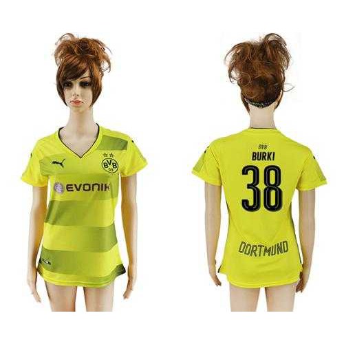 Womens Dortmund #38 Burki Home Soccer Club Jersey Womens Dortmund #38 Burki Home Soccer Club Jersey