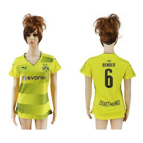 Womens Dortmund #6 Bender Home Soccer Club Jersey Womens Dortmund #6 Bender Home Soccer Club Jersey