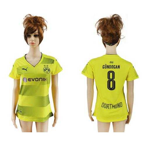 Womens Dortmund #8 Gundogan Home Soccer Club Jersey Womens Dortmund #8 Gundogan Home Soccer Club Jersey