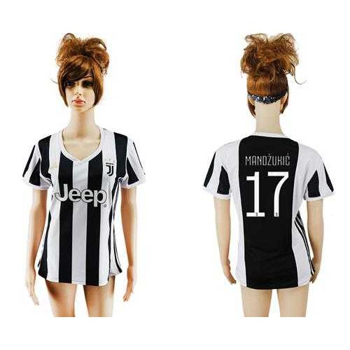 Womens Juventus #17 Mandzukic Home Soccer Club Jersey Womens Juventus #17 Mandzukic Home Soccer Club Jersey
