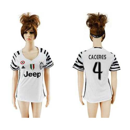 Womens Juventus #4 Caceres Sec Away Soccer Club Jersey Womens Juventus #4 Caceres Sec Away Soccer Club Jersey