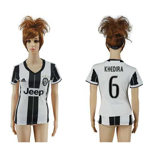 Womens Juventus #6 Khedira Home Soccer Club Jersey Womens Juventus #6 Khedira Home Soccer Club Jersey