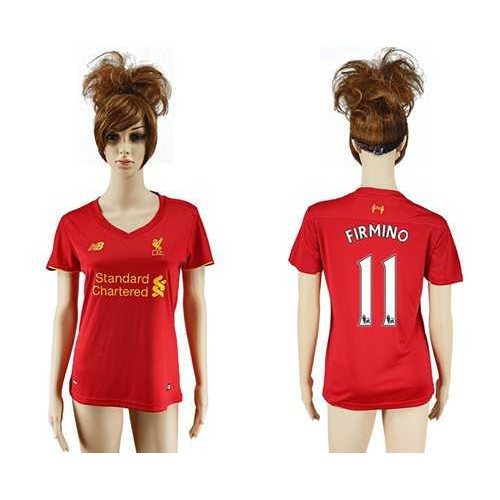 Womens Liverpool #11 Firmino Red Home Soccer Club Jersey Womens Liverpool #11 Firmino Red Home Soccer Club Jersey