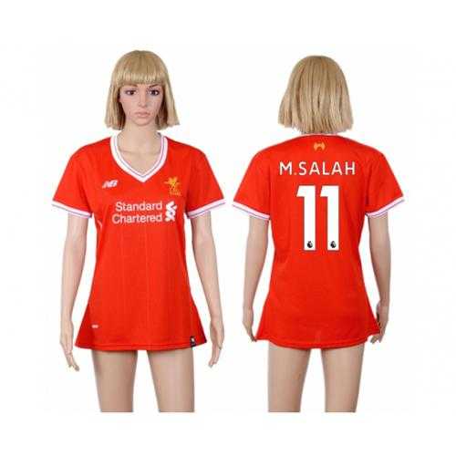 Womens Liverpool #11 M.Salah Red Home Soccer Club Jersey Womens Liverpool #11 M.Salah Red Home Soccer Club Jersey
