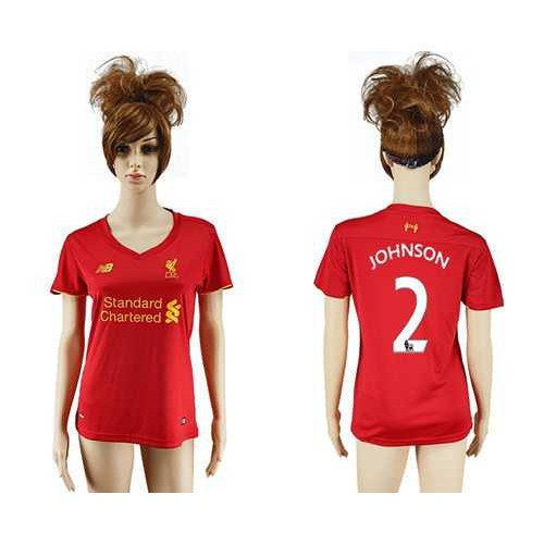Womens Liverpool #2 Johnson Red Home Soccer Club Jersey Womens Liverpool #2 Johnson Red Home Soccer Club Jersey