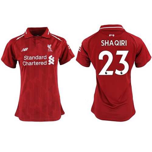 Womens Liverpool #23 Shaqiri Red Home Soccer Club Jersey Womens Liverpool #23 Shaqiri Red Home Soccer Club Jersey