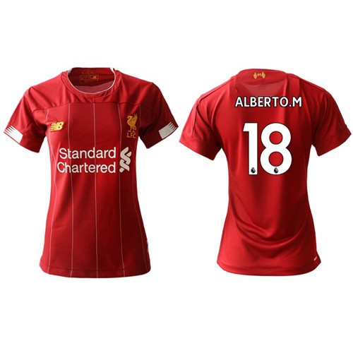 Womens Liverpool #18 Alberto M. Red Home Soccer Club Jersey Womens Liverpool #18 Alberto M. Red Home Soccer Club Jersey