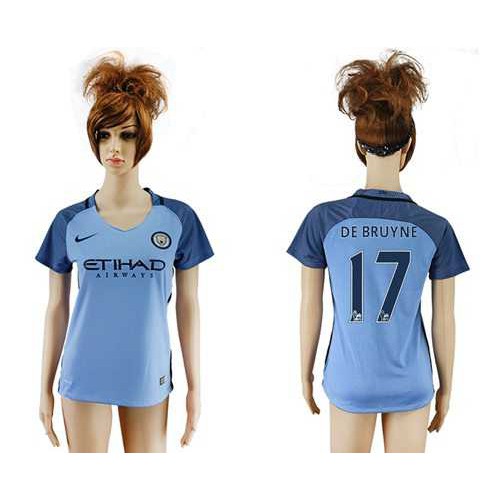 Womens Manchester City #17 De Bruyne Home Soccer Club Jersey Womens Manchester City #17 De Bruyne Home Soccer Club Jersey