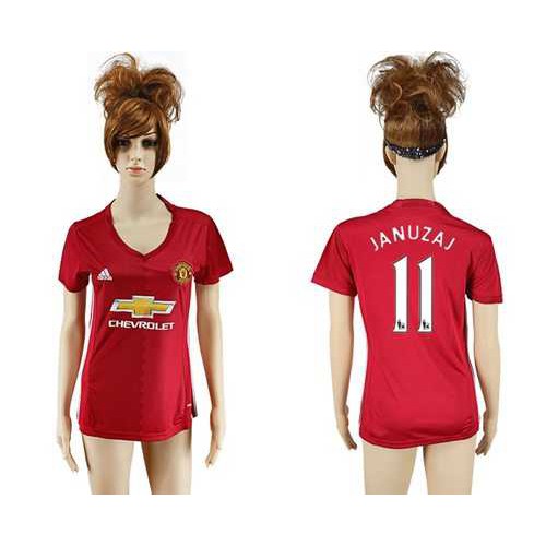 Womens Manchester United #11 Januzaj Red Home Soccer Club Jersey Womens Manchester United #11 Januzaj Red Home Soccer Club Jersey
