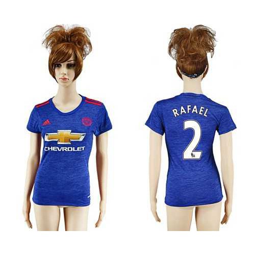Womens Manchester United #2 Rafael Away Soccer Club Jersey Womens Manchester United #2 Rafael Away Soccer Club Jersey
