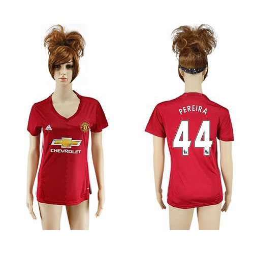 Womens Manchester United #44 Pereira Red Home Soccer Club Jersey Womens Manchester United #44 Pereira Red Home Soccer Club Jersey