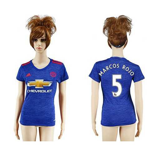 Womens Manchester United #5 Marcos Rojo Away Soccer Club Jersey Womens Manchester United #5 Marcos Rojo Away Soccer Club Jersey