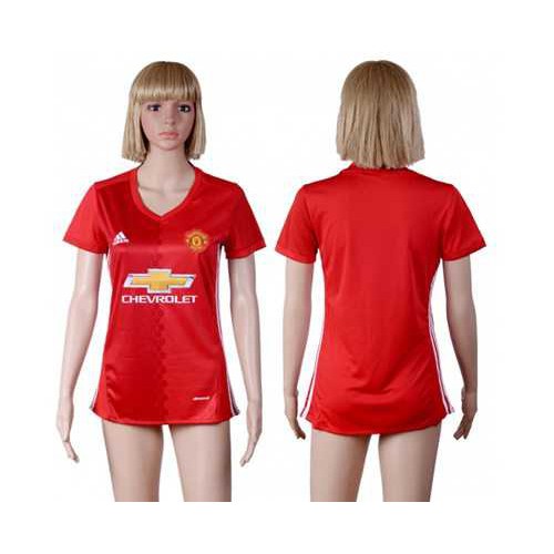 Womens Manchester United Blank Red Home Soccer Club Jersey Womens Manchester United Blank Red Home Soccer Club Jersey