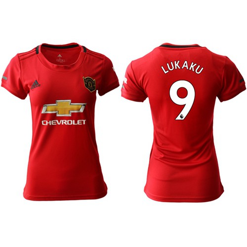 Womens Manchester United #9 Lukaku Red Home Soccer Club Jersey Womens Manchester United #9 Lukaku Red Home Soccer Club Jersey