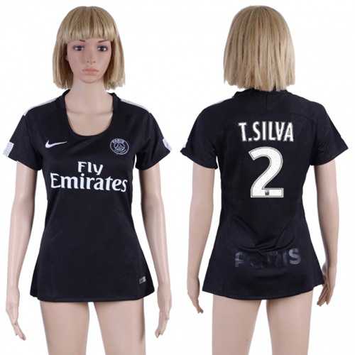 Womens Paris Saint-Germain #2 T.Silva Sec Away Soccer Club Jersey Womens Paris Saint-Germain #2 T.Silva Sec Away Soccer Club Jersey