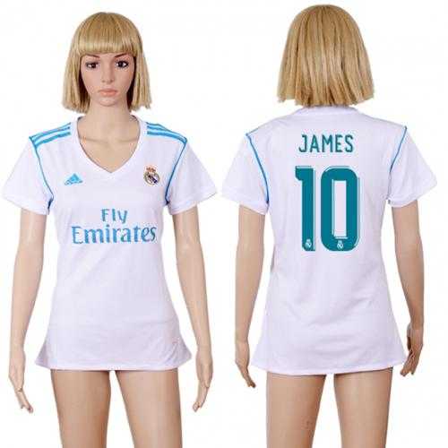 Womens Real Madrid #10 James Home Soccer Club Jersey Womens Real Madrid #10 James Home Soccer Club Jersey
