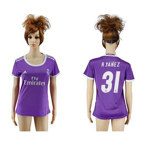 Womens Real Madrid #31 R.Yanez Away Soccer Club Jersey Womens Real Madrid #31 R.Yanez Away Soccer Club Jersey