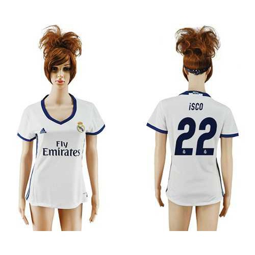 Womens Real Madrid #22 Isco Home Soccer Club Jersey Womens Real Madrid #22 Isco Home Soccer Club Jersey