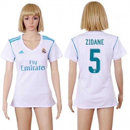 Womens Real Madrid #5 Zidane Home Soccer Club Jersey Womens Real Madrid #5 Zidane Home Soccer Club Jersey