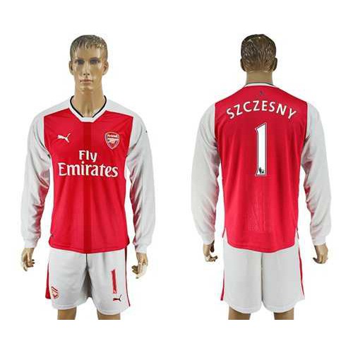 Arsenal #1 Szczesny Red Home Long Sleeves Soccer Club Jersey Arsenal #1 Szczesny Red Home Long Sleeves Soccer Club Jersey