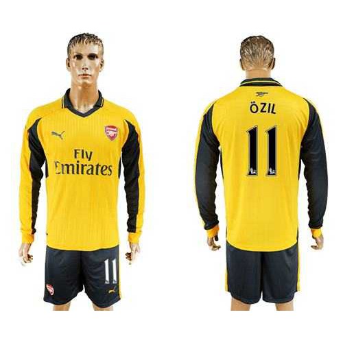 Arsenal #11 Ozil Away Long Sleeves Soccer Club Jersey Arsenal #11 Ozil Away Long Sleeves Soccer Club Jersey
