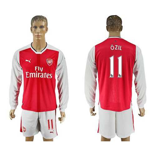 Arsenal #11 Ozil Red Home Long Sleeves Soccer Club Jersey Arsenal #11 Ozil Red Home Long Sleeves Soccer Club Jersey