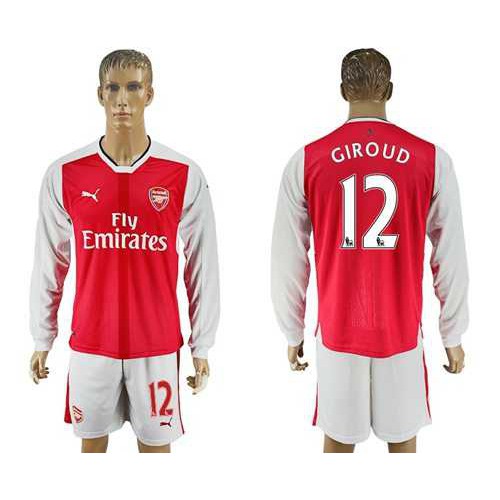 Arsenal #12 Giroud Red Home Long Sleeves Soccer Club Jersey Arsenal #12 Giroud Red Home Long Sleeves Soccer Club Jersey