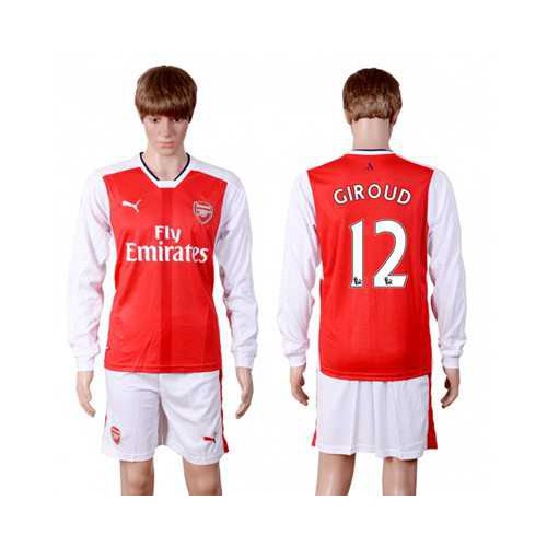 Arsenal #12 Giroud Red Home Long Sleeves Soccer Club Jersey Arsenal #12 Giroud Red Home Long Sleeves Soccer Club Jersey