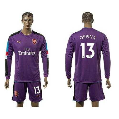 Arsenal #13 Ospina Purple Goalkeeper Long Sleeves Soccer Club Jersey Arsenal #13 Ospina Purple Goalkeeper Long Sleeves Soccer Club Jersey