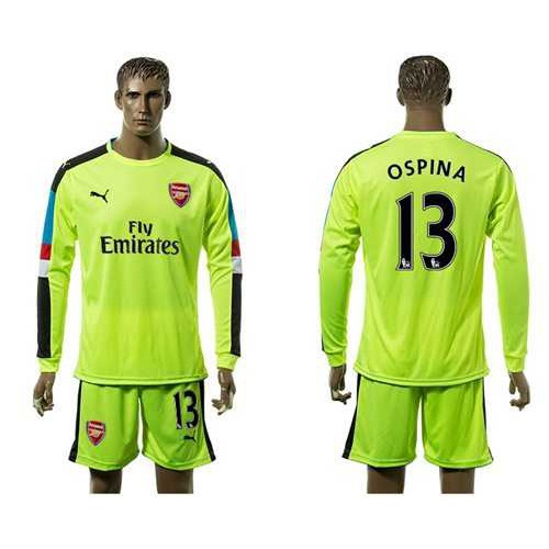 Arsenal #13 Ospina Shiny Green Goalkeeper Long Sleeves Soccer Club Jersey Arsenal #13 Ospina Shiny Green Goalkeeper Long Sleeves Soccer Club Jersey