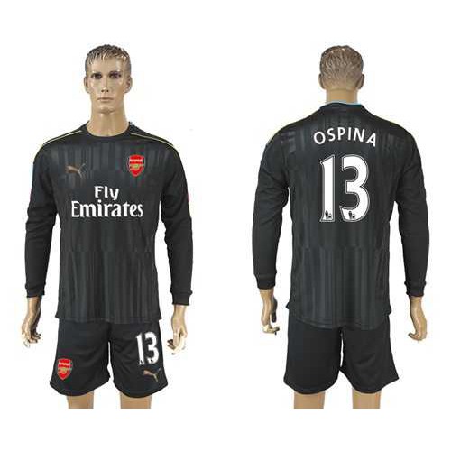 Arsenal #13 Ospina Black Long Sleeves Goalkeeper Soccer Club Jersey Arsenal #13 Ospina Black Long Sleeves Goalkeeper Soccer Club Jersey