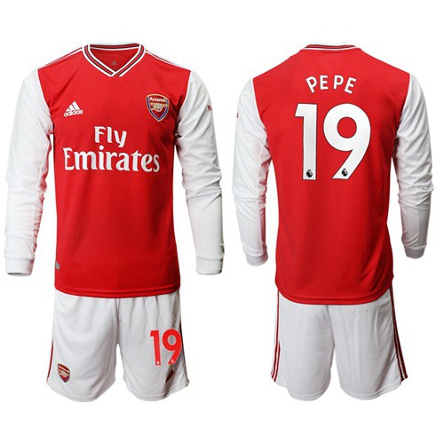 Arsenal #19 Pepe Red Home Long Sleeves Soccer Club Jersey Arsenal #19 Pepe Red Home Long Sleeves Soccer Club Jersey