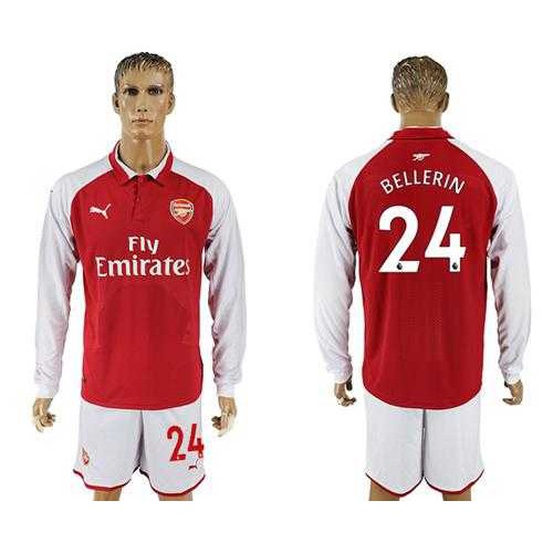 Arsenal #24 Bellerin Red Home Long Sleeves Soccer Club Jersey Arsenal #24 Bellerin Red Home Long Sleeves Soccer Club Jersey