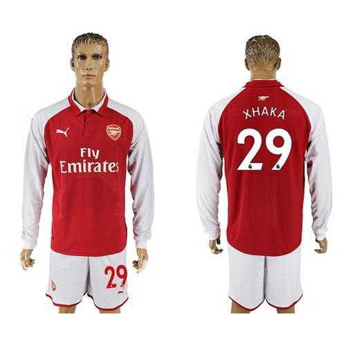 Arsenal #29 Xhaka Red Home Long Sleeves Soccer Club Jersey Arsenal #29 Xhaka Red Home Long Sleeves Soccer Club Jersey