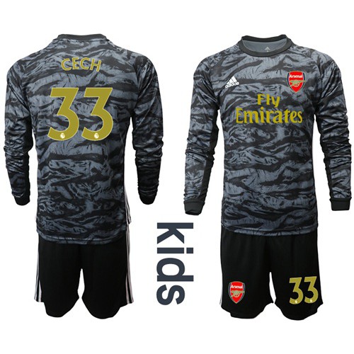 Arsenal #33 Cech Black Long Sleeves Kid Soccer Club Jersey Arsenal #33 Cech Black Long Sleeves Kid Soccer Club Jersey