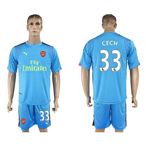 Arsenal #33 Cech Light Blue Goalkeeper Soccer Club Jersey Arsenal #33 Cech Light Blue Goalkeeper Soccer Club Jersey