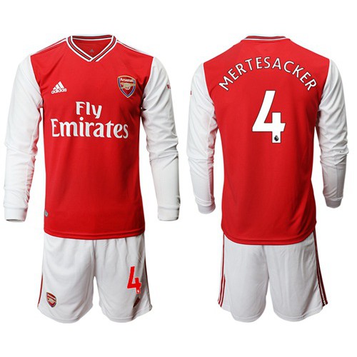 Arsenal #4 Mertesacker Red Home Long Sleeves Soccer Club Jersey Arsenal #4 Mertesacker Red Home Long Sleeves Soccer Club Jersey