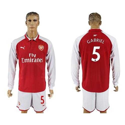 Arsenal #5 Gabriel Red Home Long Sleeves Soccer Club Jersey Arsenal #5 Gabriel Red Home Long Sleeves Soccer Club Jersey
