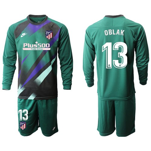 Atletico Madrid #13 Oblak Green Goalkeeper Long Sleeves Soccer Club Jersey Atletico Madrid #13 Oblak Green Goalkeeper Long Sleeves Soccer Club Jersey