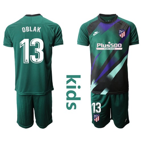 Atletico Madrid #13 Oblak Green Goalkeeper Kid Soccer Club Jersey Atletico Madrid #13 Oblak Green Goalkeeper Kid Soccer Club Jersey