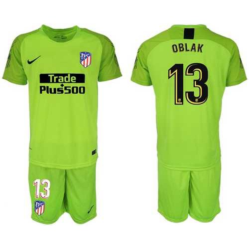 Atletico Madrid #13 Oblak Shiny Green Goalkeeper Soccer Club Jersey Atletico Madrid #13 Oblak Shiny Green Goalkeeper Soccer Club Jersey