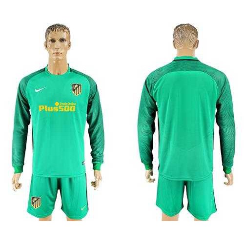 Atletico Madrid Blank Green Goalkeeper Long Sleeves Soccer Club Jersey Atletico Madrid Blank Green Goalkeeper Long Sleeves Soccer Club Jersey