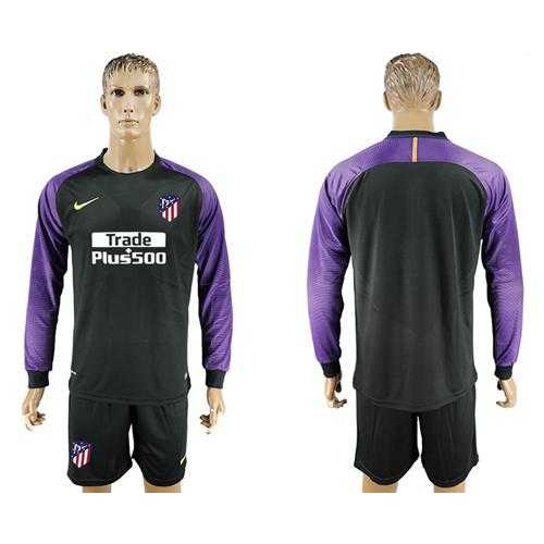 Atletico Madrid Blank Black Goalkeeper Long Sleeves Soccer Club Jersey Atletico Madrid Blank Black Goalkeeper Long Sleeves Soccer Club Jersey