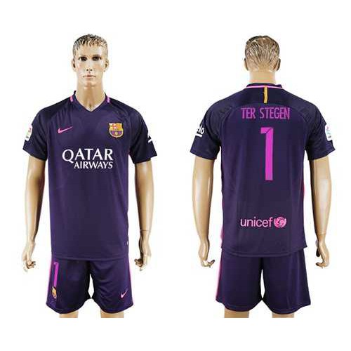 Barcelona #1 Ter Stegen Away Soccer Club Jersey Barcelona #1 Ter Stegen Away Soccer Club Jersey