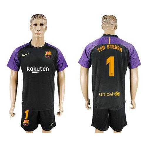 Barcelona #1 Ter Stegen Black Goalkeeper Soccer Club Jersey Barcelona #1 Ter Stegen Black Goalkeeper Soccer Club Jersey