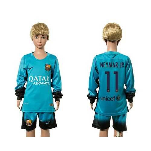 Barcelona #11 Neymar Jr SEC Away Long Sleeves Kid Soccer Club Jersey Barcelona #11 Neymar Jr SEC Away Long Sleeves Kid Soccer Club Jersey
