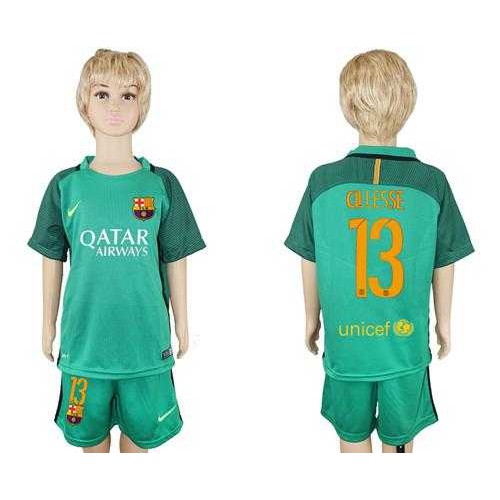 Barcelona #13 Cillesse Green Goalkeeper Kid Soccer Club Jersey Barcelona #13 Cillesse Green Goalkeeper Kid Soccer Club Jersey