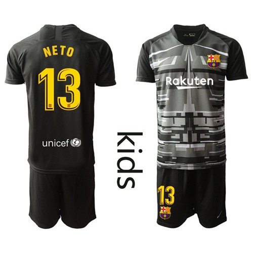 Barcelona #13 Neto Black Goalkeeper Kid Soccer Club Jersey Barcelona #13 Neto Black Goalkeeper Kid Soccer Club Jersey