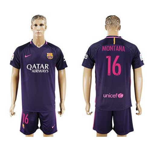 Barcelona #16 Montana Away Soccer Club Jersey Barcelona #16 Montana Away Soccer Club Jersey